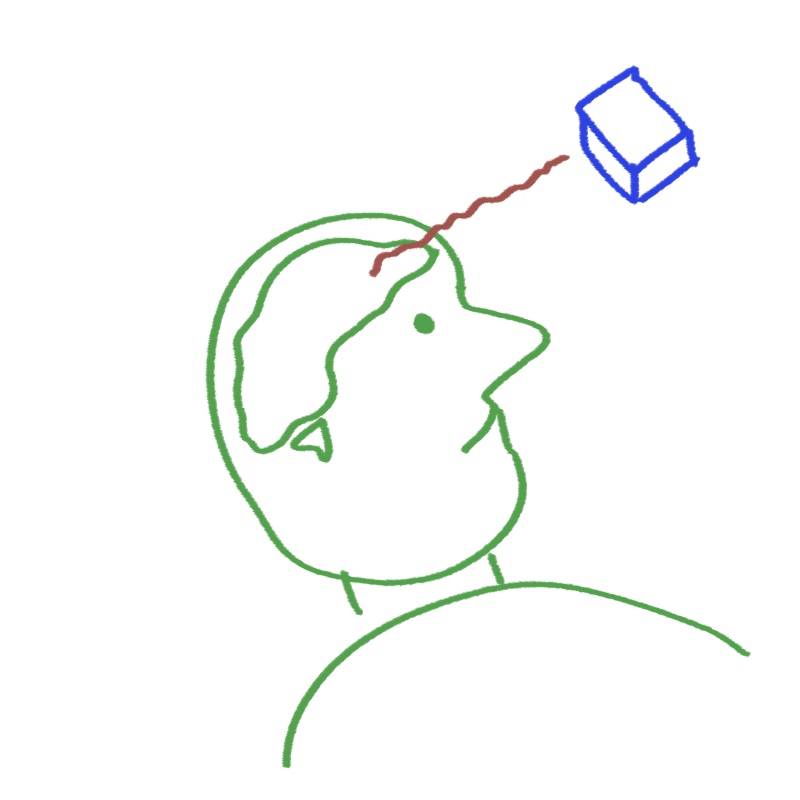 직접 그린 BCI 기술. 인간이 생각만으로 사물과 연결되는 모습