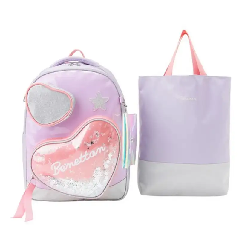 베네통키즈 빅하트 포켓 책가방 및 보조가방 세트 정품 실물 이미지