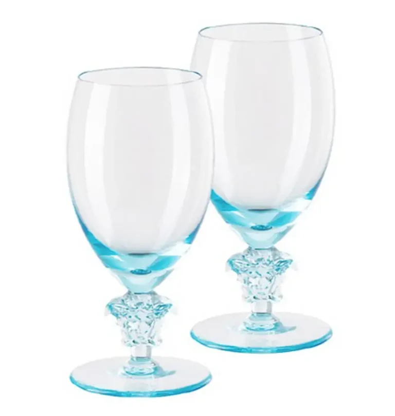 베르사체 메두사 루미에르 Teal 화이트 와인잔 정품 실물 및 메두사 조각 디테일