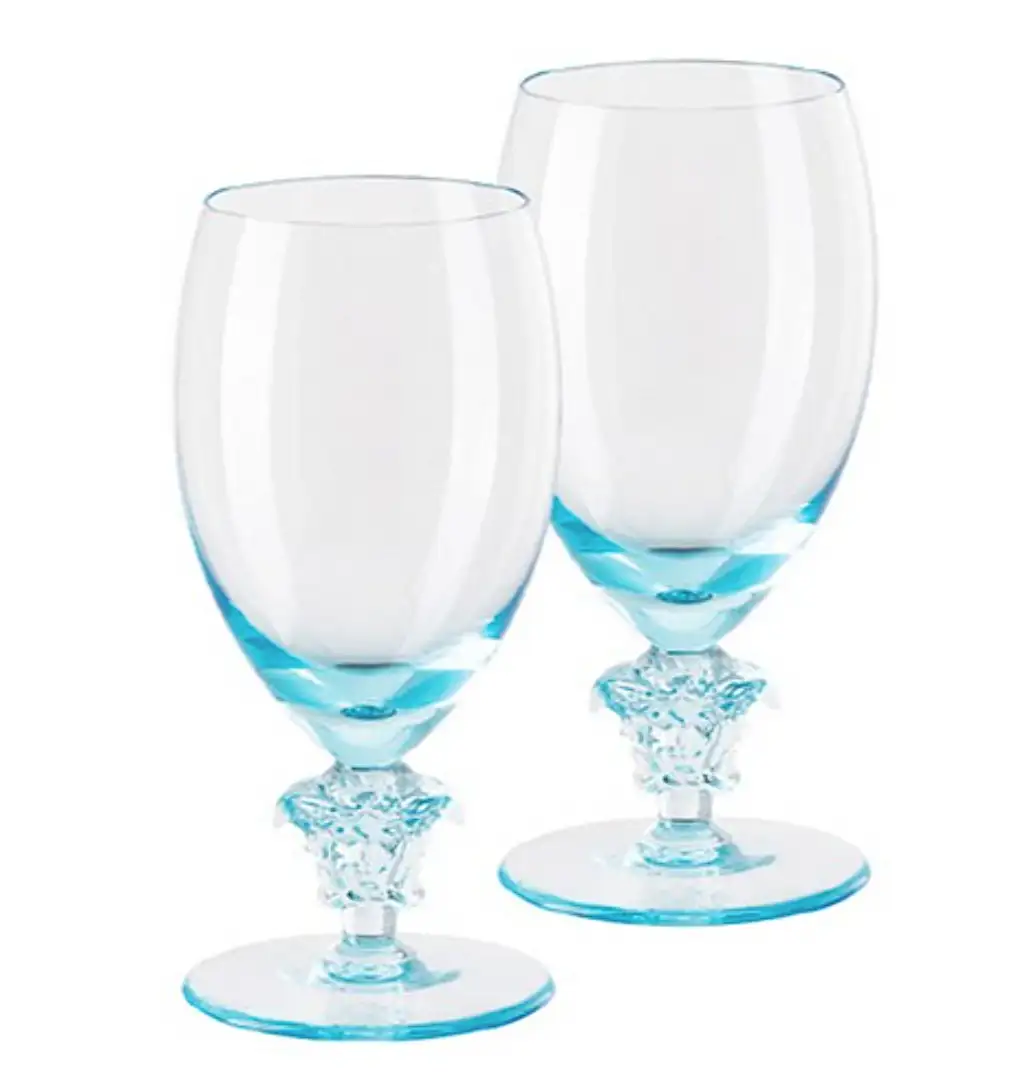 베르사체 메두사 루미에르 Teal 화이트 와인잔 정품 실물 및 메두사 조각 디테일