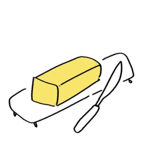 버터떡 열풍을 보여주기 위해 woolim이 직접 그린 버터와 나이프 일러스트